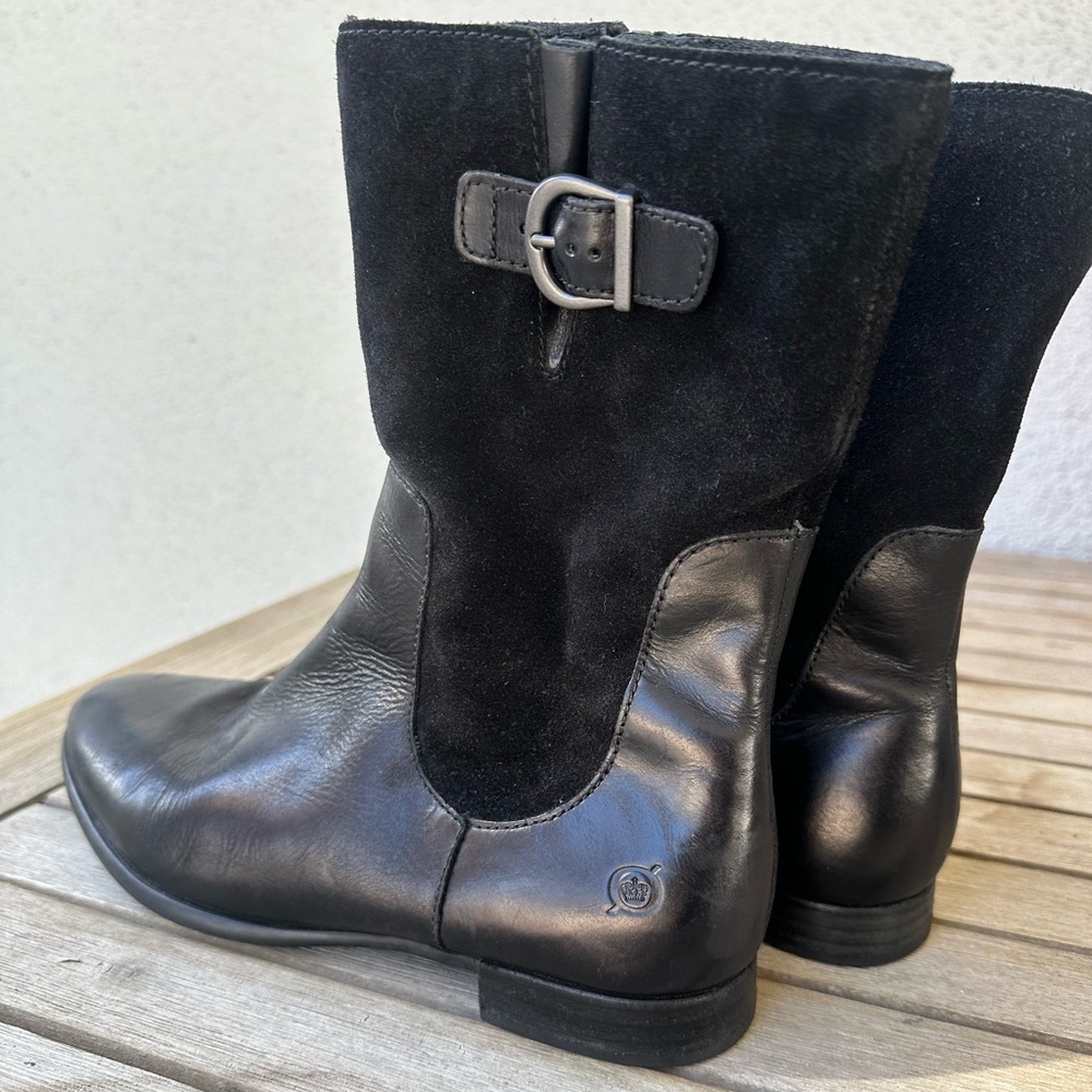 Born Emma Black Leather /Suede Ankle Boots women’s 9